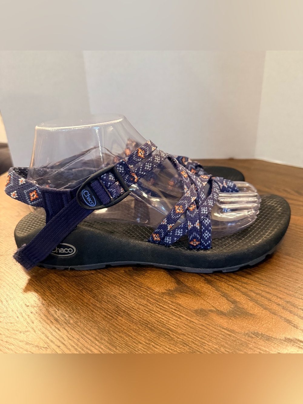 Chaco  Navy Strappy Sandals with Orange Accents. Women size 9